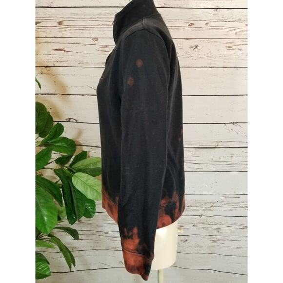 Tommy Hilfiger Sweatshirt zip up Custom reverse tie-dye Black plum Sz Small - Picture 4 of 8